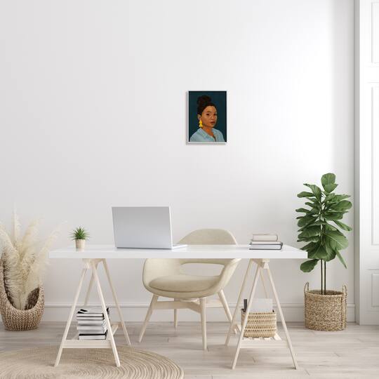 Stupell Industries Sophisticated Female Portrait With Yellow Triangle Earrings Framed Wall Art